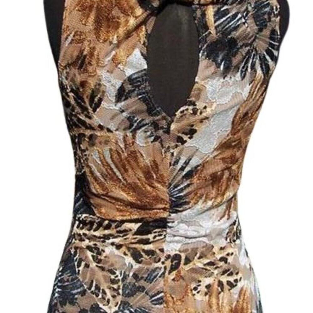 Cache Sheer Illusion Safari Lace Mesh Cami Top New Ruched Knot Lined New $98 NWT - Picture 4 of 5